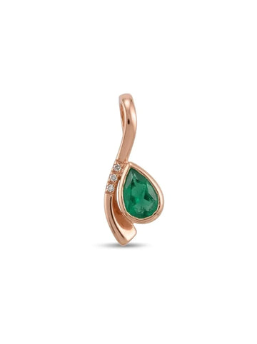 Rausvo aukso pakabukas su smaragdu ir briliantais