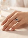 Balto aukso žiedas su safyru ir briliantais