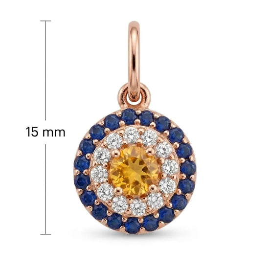Moteriškas raudono aukso pakabukas su cirkoniais