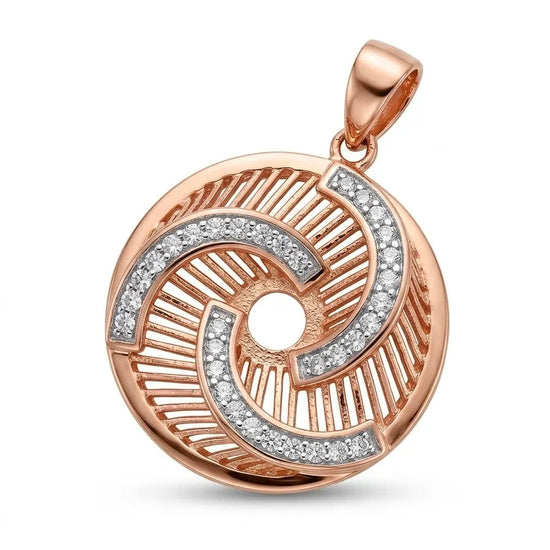 Elegantiškas auksinis pakabukas su spiralės motyvu ir cirkoniais