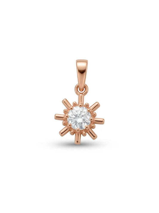 Raudono aukso saulės pakabukas su cirkoniu