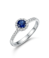 Auksinis žiedas su safyru ir briliantais 0,32 ct, 16 dydis