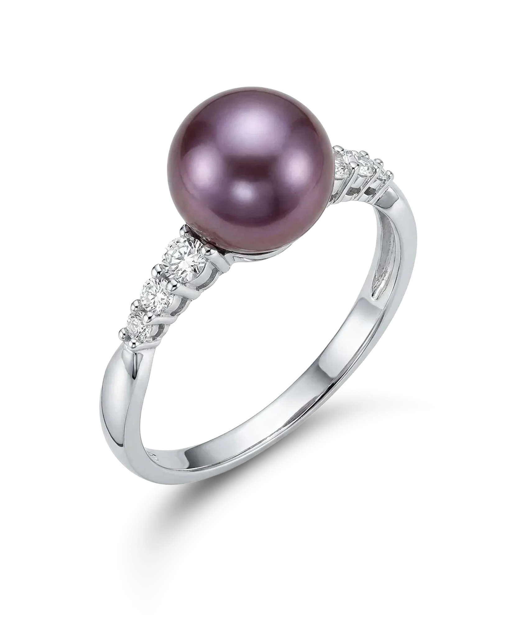 Auksinis žiedas su perlu ir briliantais 0,206 ct, 18.5 dydis
