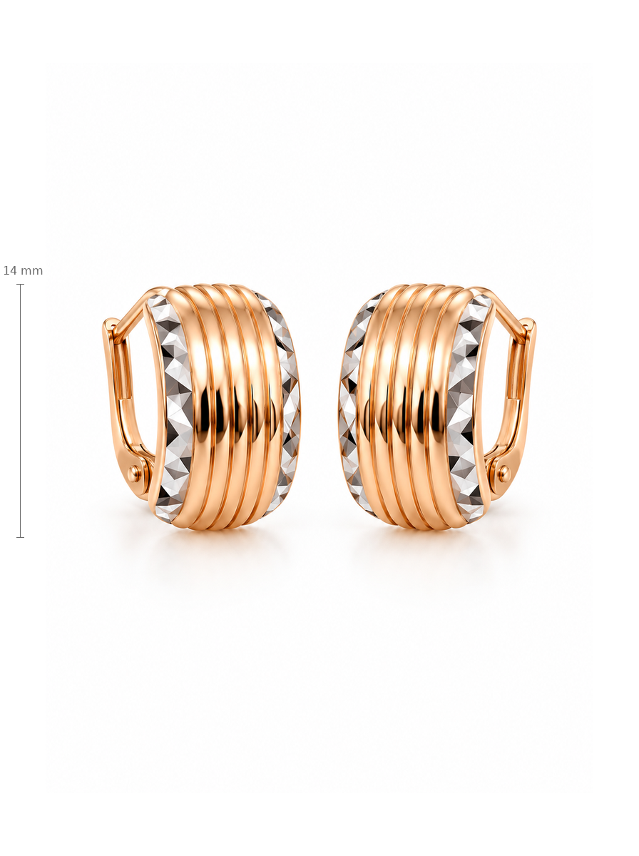 Auksiniai rievėti auskarai – aukštis 14 mm