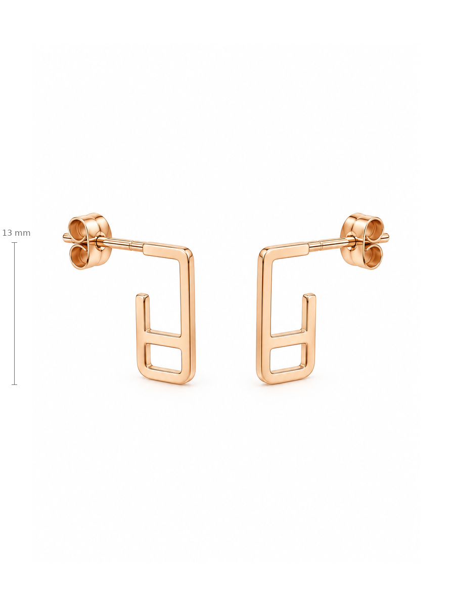 Auksiniai geometriniai auskarai vinukai – 13 mm