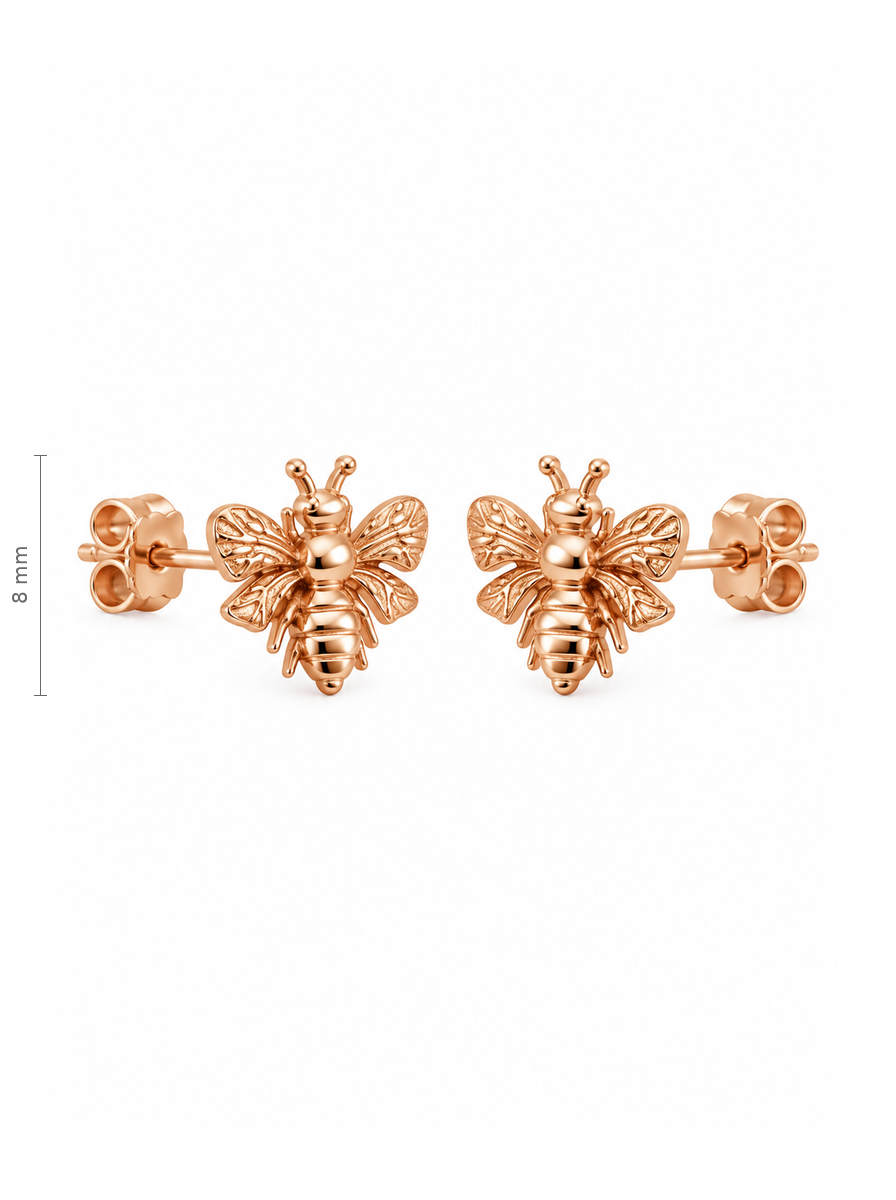 Auksiniai auskarai vinukai bitutės – 8 mm