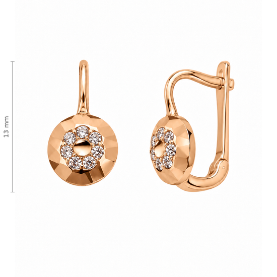 Auksiniai auskarai su cirkoniais aukso apvade – 13 mm
