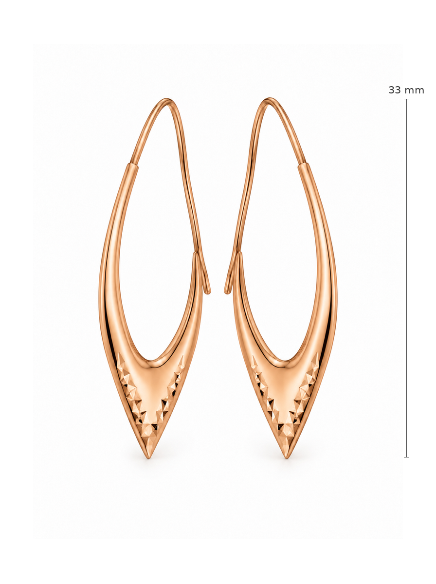 Auksiniai pailgi lašo formos auskarai – 33 mm