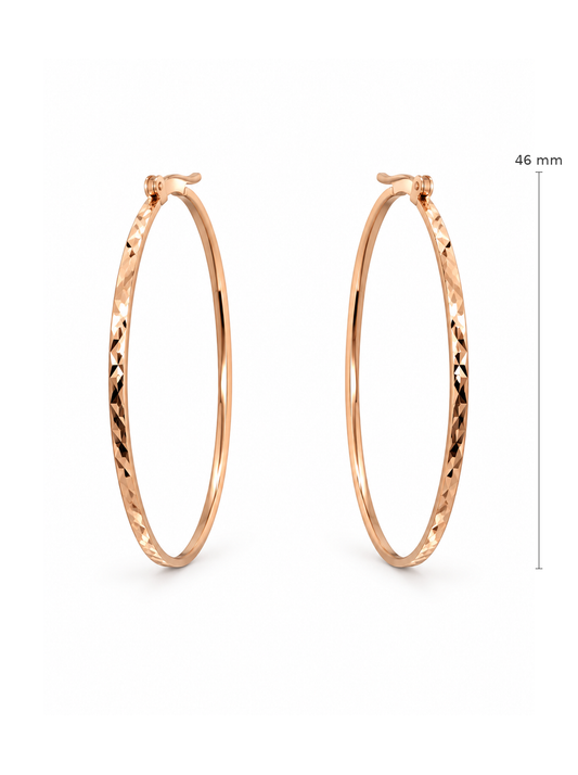 Auksiniai dideli ovalūs auskarai lankeliai – 46 mm