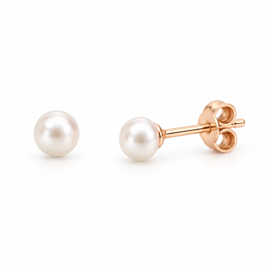 Auksiniai maži auskarai vinukai su perlais