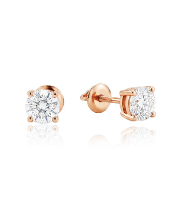 Auksiniai auskarai su 0.61ct apvaliu deimantu