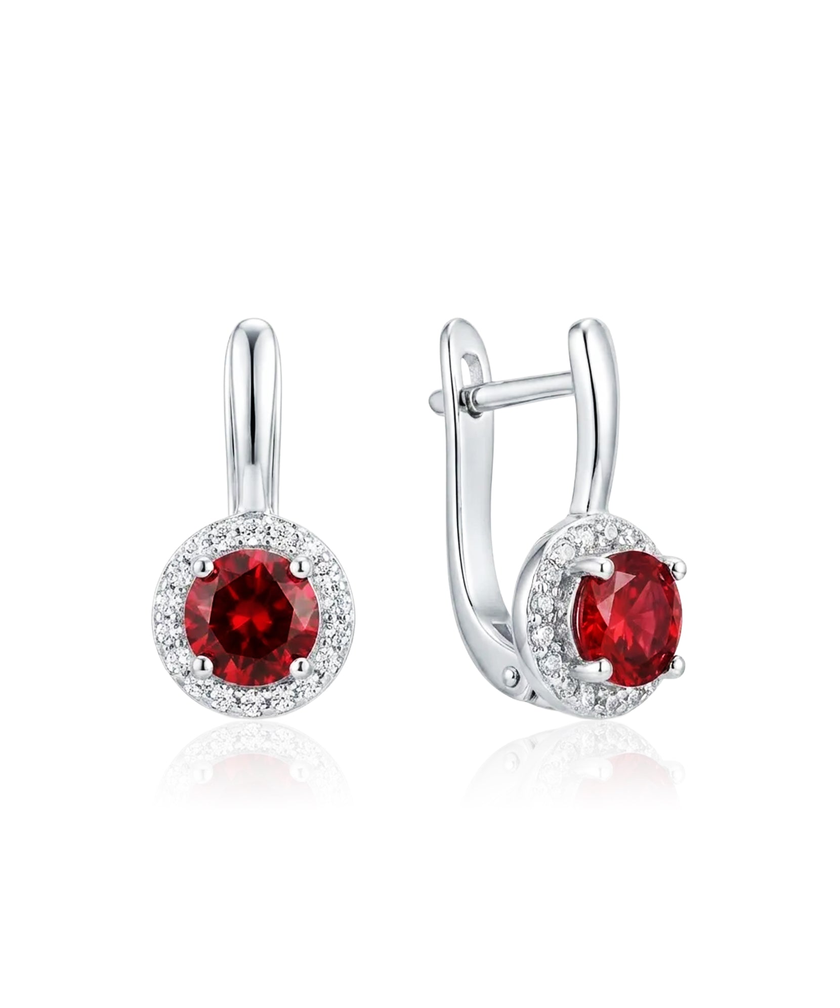 Sidabriniai auskarai su granatu ir cirkoniais 925 prabos sidabras