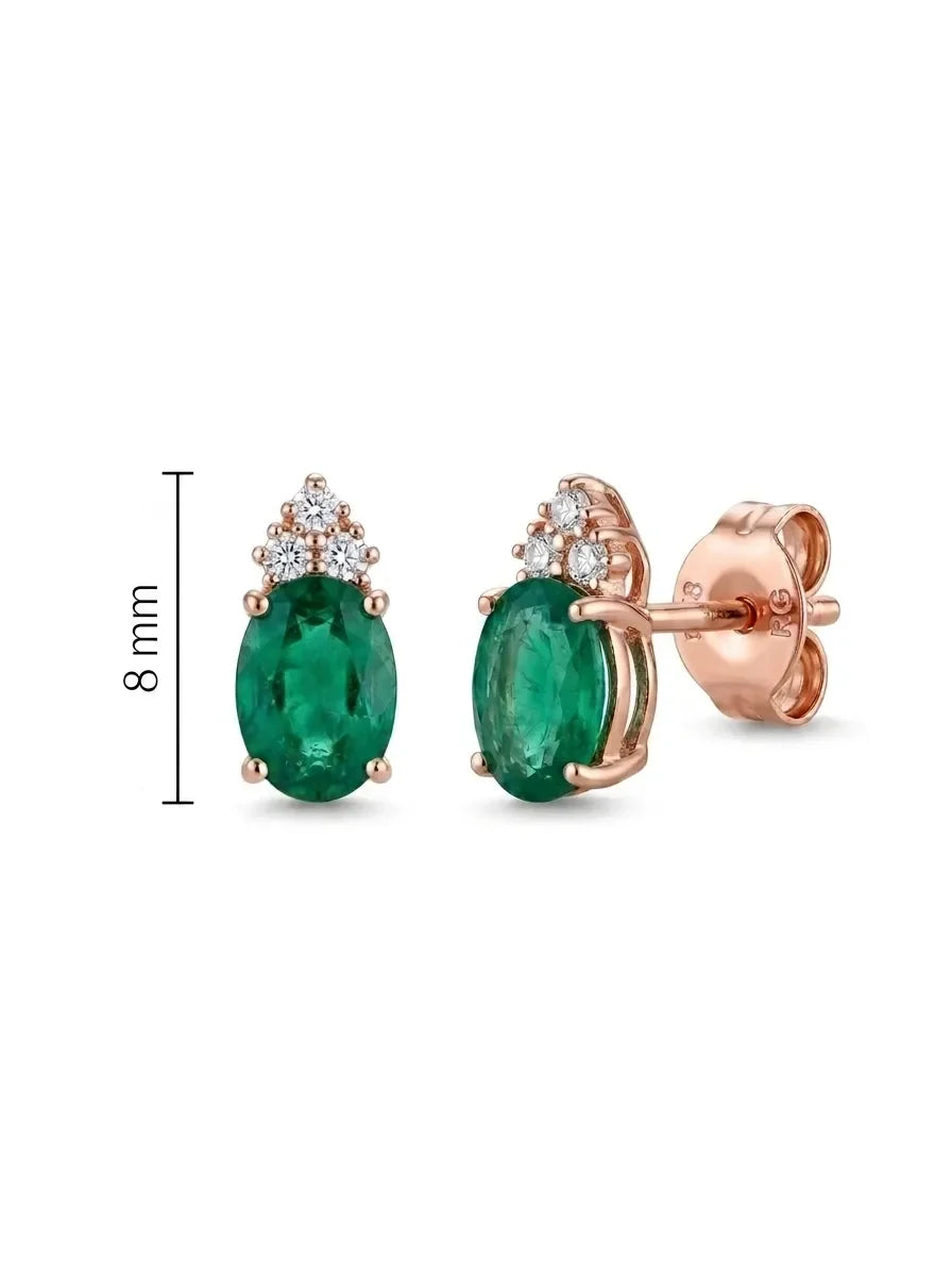 Auksiniai auskarai su ovaliais smaragdais ir briliantais