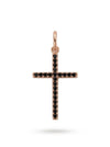 Rožinio aukso kryželis su juodais akmenimis