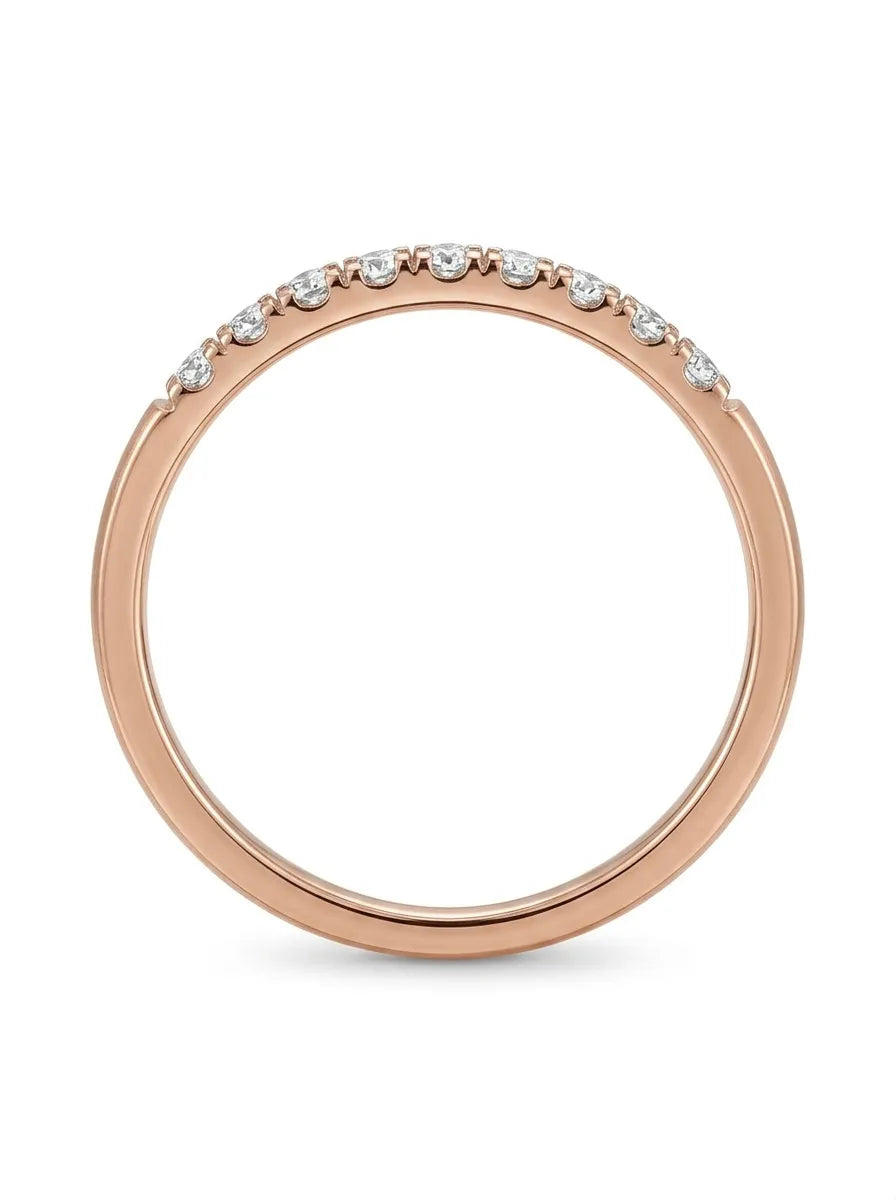 Raudono aukso žiedas su deimantų eile – 3 nuotrauka