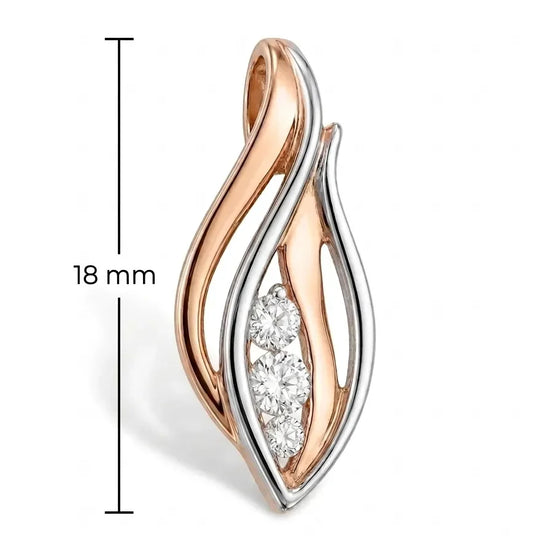 585 aukso elegantiškas pakabukas su trimis cirkoniais