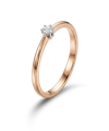 Кольцо из красного золота с круглым бриллиантом 0,05 ct.