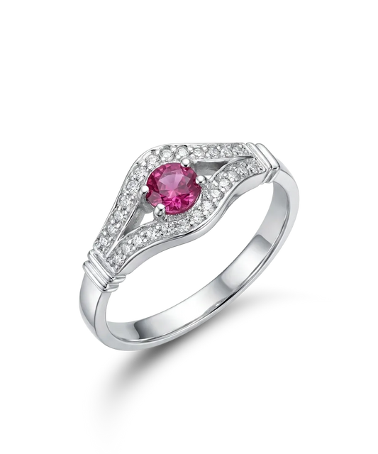 Sõrmus rubiini ja 0.156 ct teemantidega